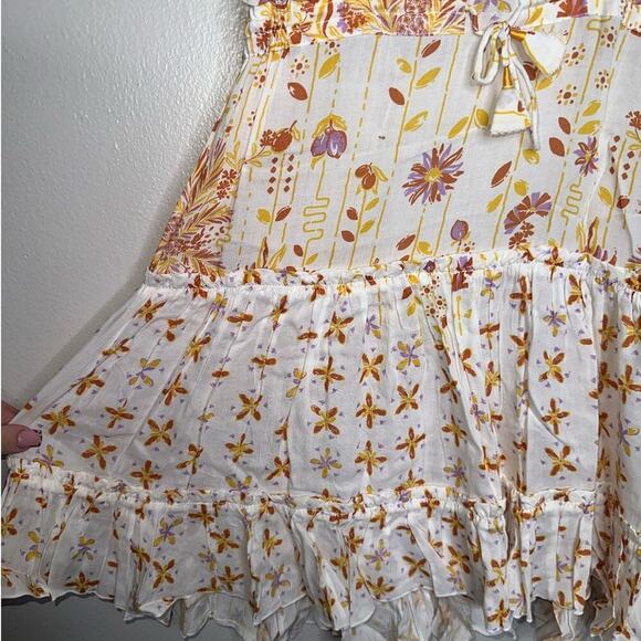 Poupette St. Barth Clara V Mini Dress White/Orange Rivera Medium Synch Waist - Picture 8 of 10